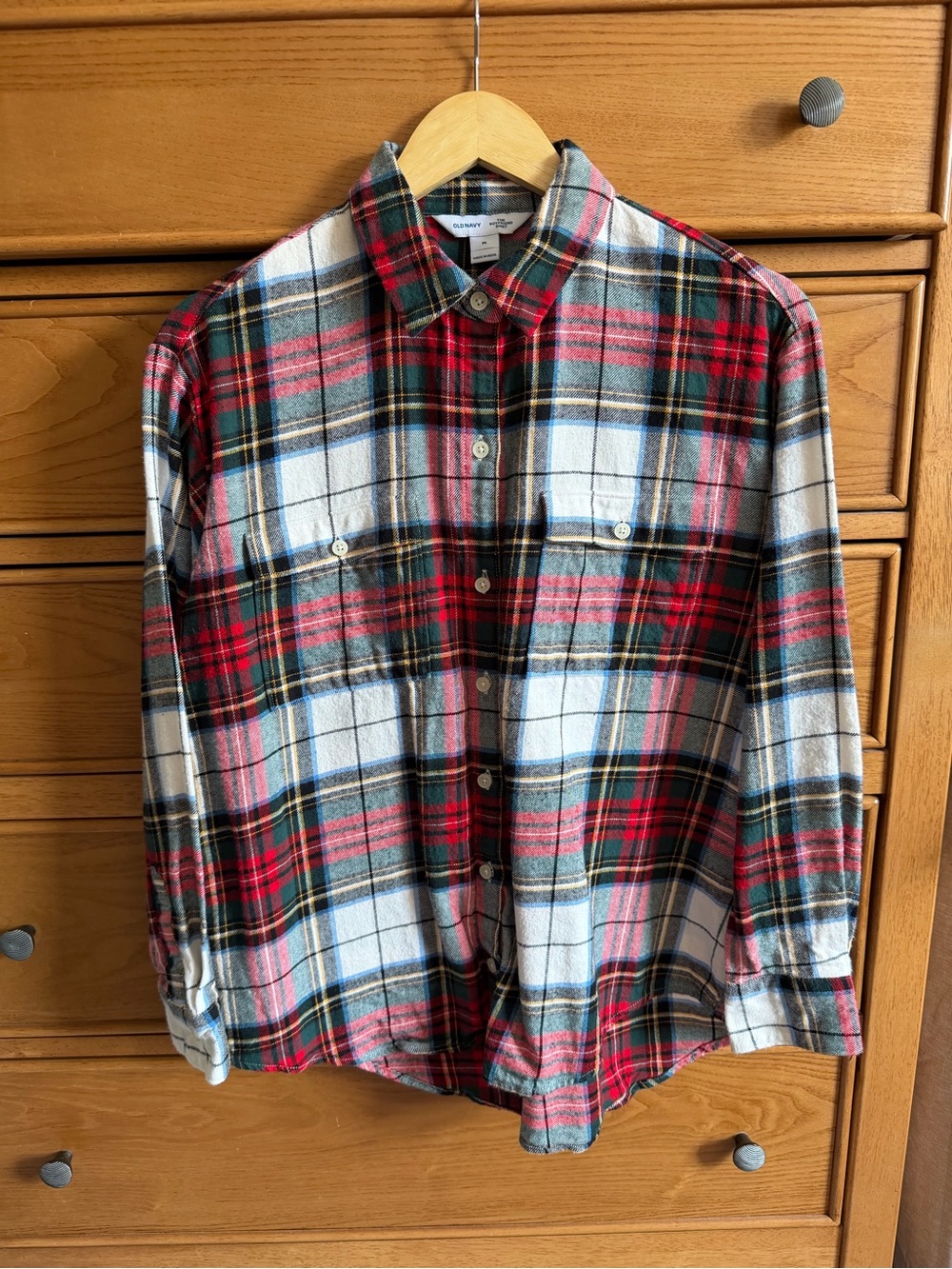 Old Navy Womens Medium Plaid Flannel Long Sleeve Boyfriend Button Up Shirt Fall